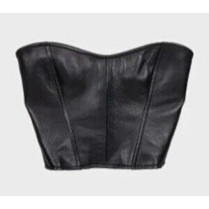 Faith Connexion Lamb Leather Bustier in Black